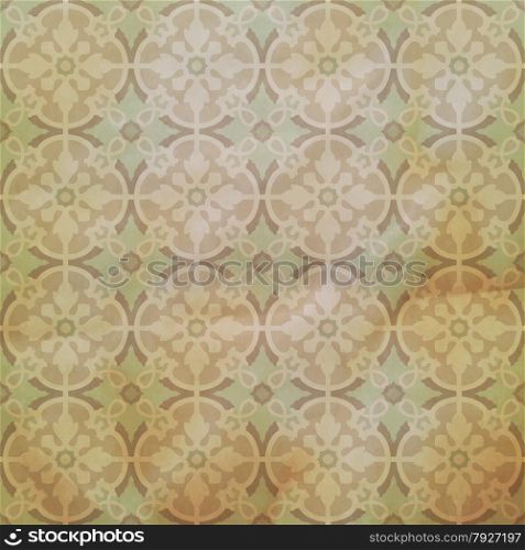 Seamless vintage background - Victorian tile in vector. Grunge retro vintage paper texture