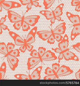 Seamless vintage fashion lace pattern with butterflies.