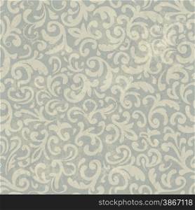 Seamless Vintage Floral Pattern. With Grunge Textured Background.