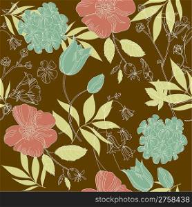 seamless vintage flower pattern, floral vector