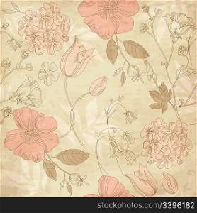 seamless vintage flower pattern, floral vector