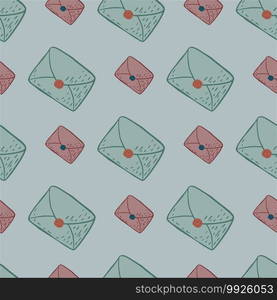 Seamless vintage pattern in pale palette with postal letters. Flat correspondence artwork. Great for fabric design, textile print, wrapping, cover. Vector illustration.. Seamless vintage pattern in pale palette with postal letters. Flat correspondence artwork.