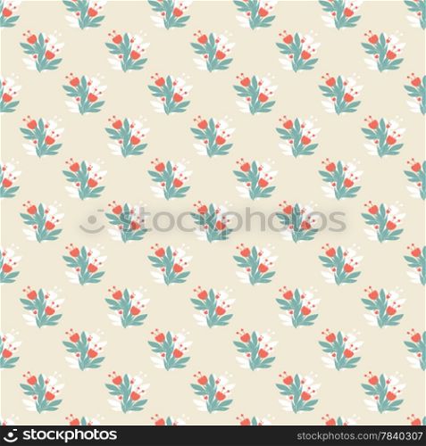 Seamless vintage pattern with lush colorful flowers