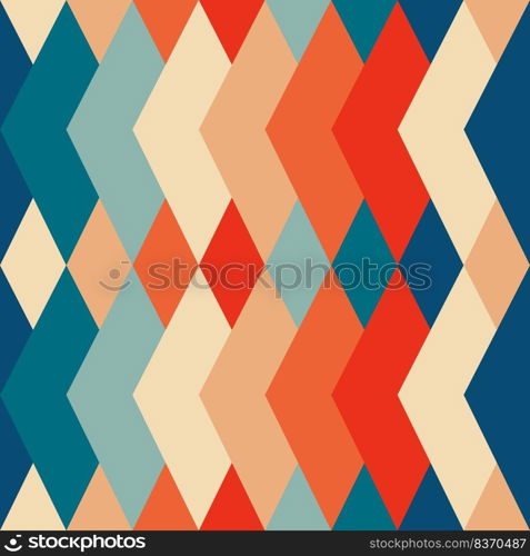 Seamless Vintage pattern with triangles in the style of the 70s and 60s. Vector illustration. Vintage pattern with triangles in the style of the 70s and 60