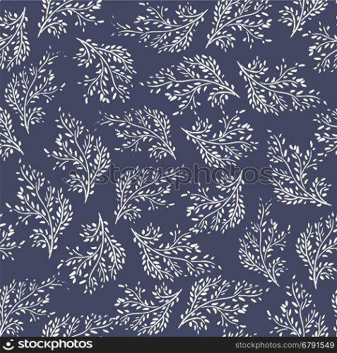 Seamless Vintage Watercolor Branch Pattern. Fabric Design.