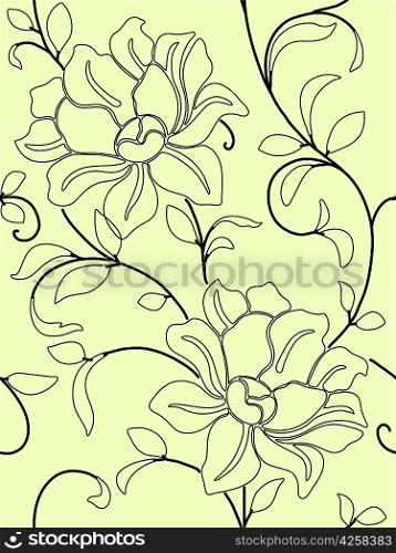 Seamless wallpaper a seam with flower and leaves eps10