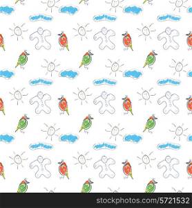 seamless wallpaper children&rsquo;s drawings of the sun and clouds
