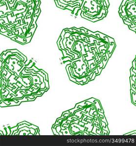 Seamless wallpaper Circuit board pattern in the shape of the heart vector background