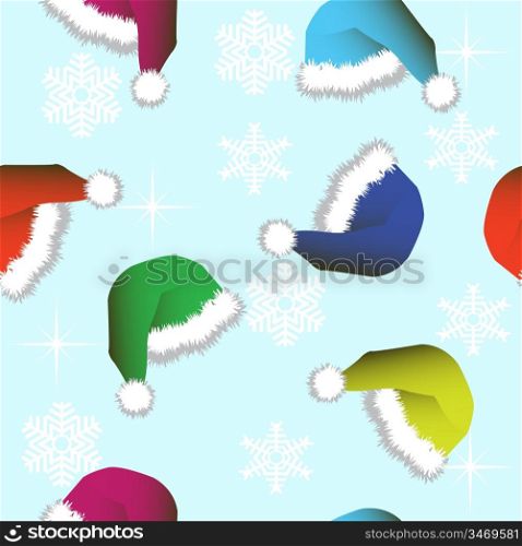 Seamless wallpaper from Winter Hats and snowflakes