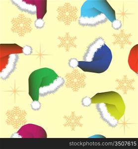 Seamless wallpaper from Winter Hats and snowflakes