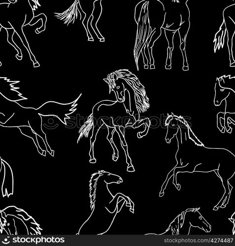 seamless wallpaper horses. Vector illustration