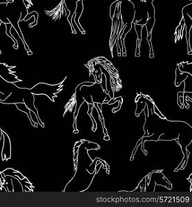 seamless wallpaper horses. Vector illustration