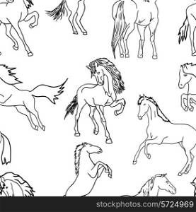 seamless wallpaper horses. Vector illustration