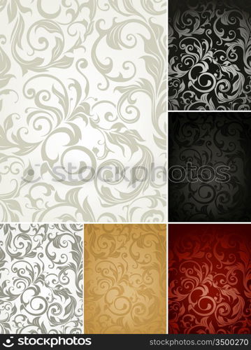 Seamless Wallpaper Pattern, set of six colors