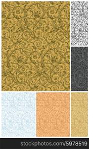 Seamless wallpaper pattern, vector set