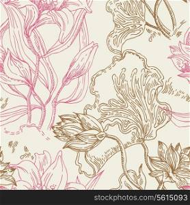 Seamless wallpaper pattern with flowers