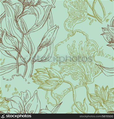 Seamless wallpaper pattern with flowers