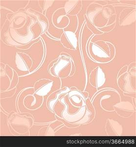 Seamless-wallpaper pattern with of roses, vector