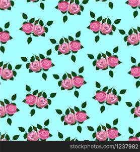 seamless wallpaper pink roses with leaves. vector . seamless wallpaper pink roses
