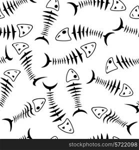 Seamless wallpaper skeleton fish vector background