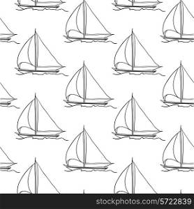 seamless wallpaper with a sailboat on the ocean waves