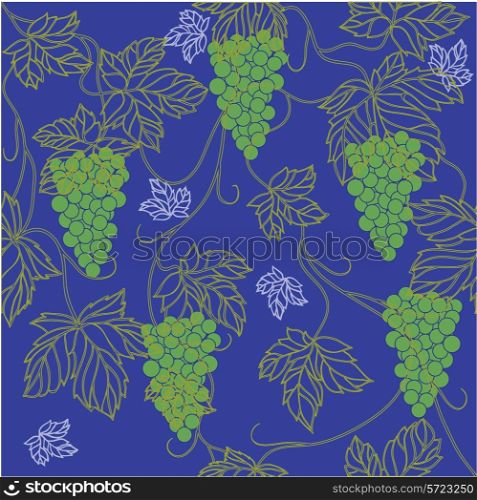 Seamless Wallpaper with floral ornament with leafs and grapes for vintage design, Vector retro background