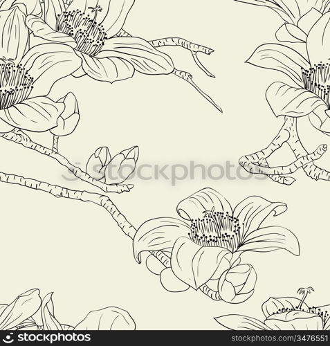 Seamless wallpaper with orchid flowers