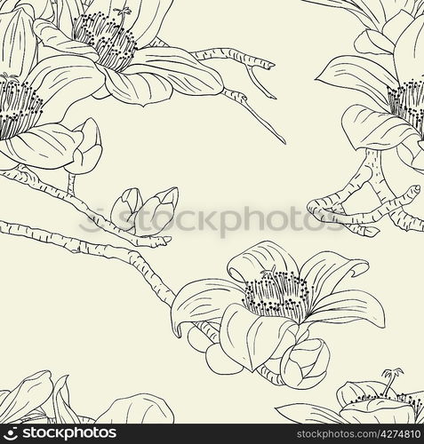 Seamless wallpaper with orchid flowers