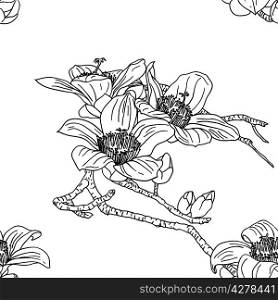 Seamless wallpaper with orchid flowers