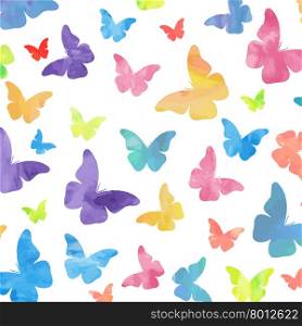 Seamless watercolor butterflies pattern. Vector illustration