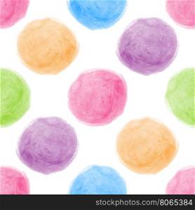 Seamless watercolor dot background. Hand drawn vector illustration