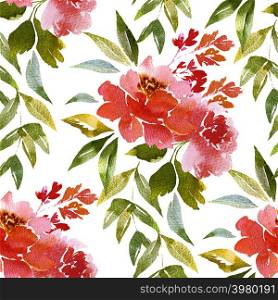 Seamless watercolor pattern with flowers