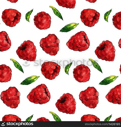 Seamless watercolor pattern with funny raspberries on the white background, aquarelle. Vector illustration. Hand-drawn background. Useful for invitations, scrapbooking. Seamless watercolor pattern with funny raspberries on the white background, aquarelle. Vector illustration. Hand-drawn background. Useful for invitations, scrapbooking, design.