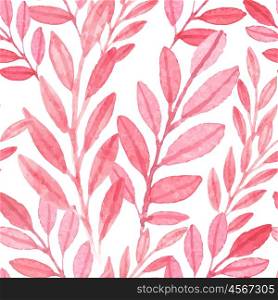 Seamless watercolor vector Pink pattern of leaves
