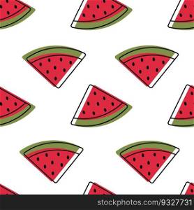 Seamless watermelon slice pattern.Watermelon slices on white background. Best for textile, wallpapers, home decoration, wrapping paper, package and web design. Vector illustration