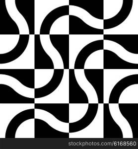 Seamless Wave and Square Pattern. Black and White Regular Texture. Seamless Wave and Square Pattern