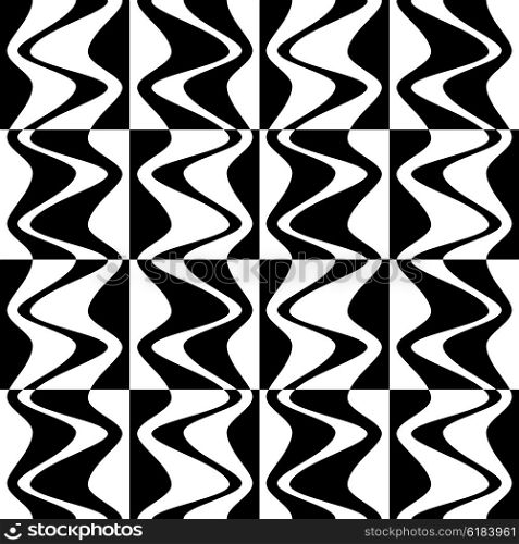 Seamless Wave and Stripe Pattern. Black and White Regular Texture. Seamless Wave and Stripe Pattern
