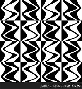 Seamless Wave and Stripe Pattern. Black and White Regular Texture. Seamless Wave and Stripe Pattern