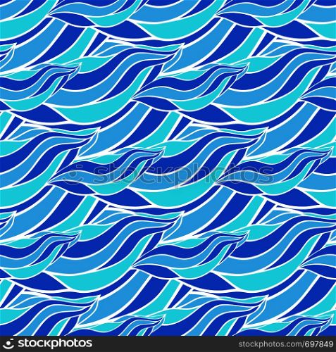 Seamless wave hand drawn pattern, blue waves vector background. Can be used for wallpaper, pattern fills, web page background,surface textures. Sea seamless doodle wave background. Seamless wave hand-drawn pattern, blue waves vector background. Can be used for wallpaper, pattern fills, web page background,surface textures. Sea seamless doodle wave background