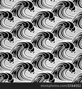 Seamless wave pattern drawn in cartoon style