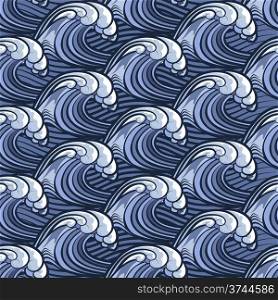 Seamless wave pattern drawn in cartoon style