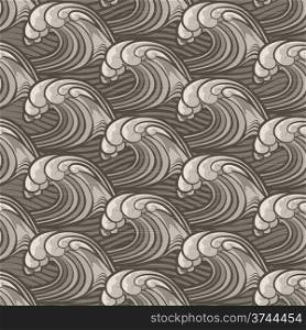 Seamless wave pattern drawn in retro style with use scratches