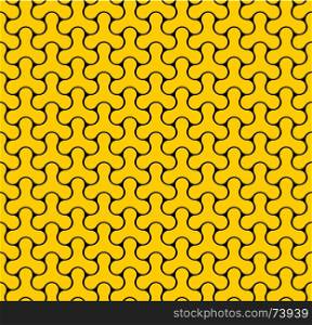 Seamless Web Geometric Pattern. Black And Yellow Background Of Forms Of A Spinner. Frame Border Wallpaper. Elegant Repeating Vector Ornament