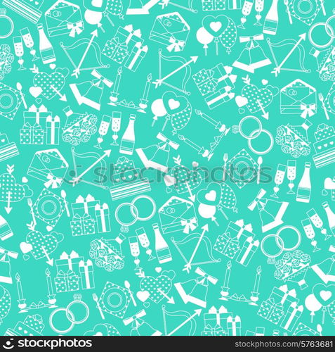 Seamless wedding pattern in retro style.