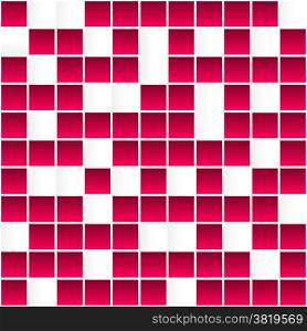 Seamless white and red square pattern, abstract 3d vector background