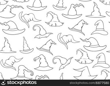Seamless witch hats isolated on white