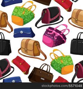 Seamless woman&#39;s fashion bags handbag clutch pouch and satchel pattern background vector illustration