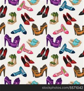 Seamless woman&#39;s fashion shoes pattern background vector illustration