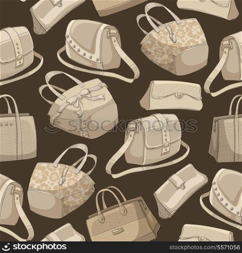 Seamless woman&#39;s stylish bags retro pattern background vector illustration