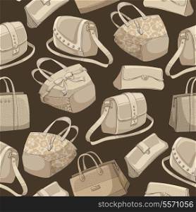 Seamless woman&#39;s stylish bags retro pattern background vector illustration